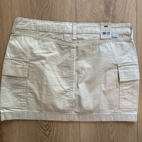 Levi’s 94 Cargo Mini Skirt Khaki Mini Retro Tan Beige - 100% Cotton NWT - Picture 6 of 7